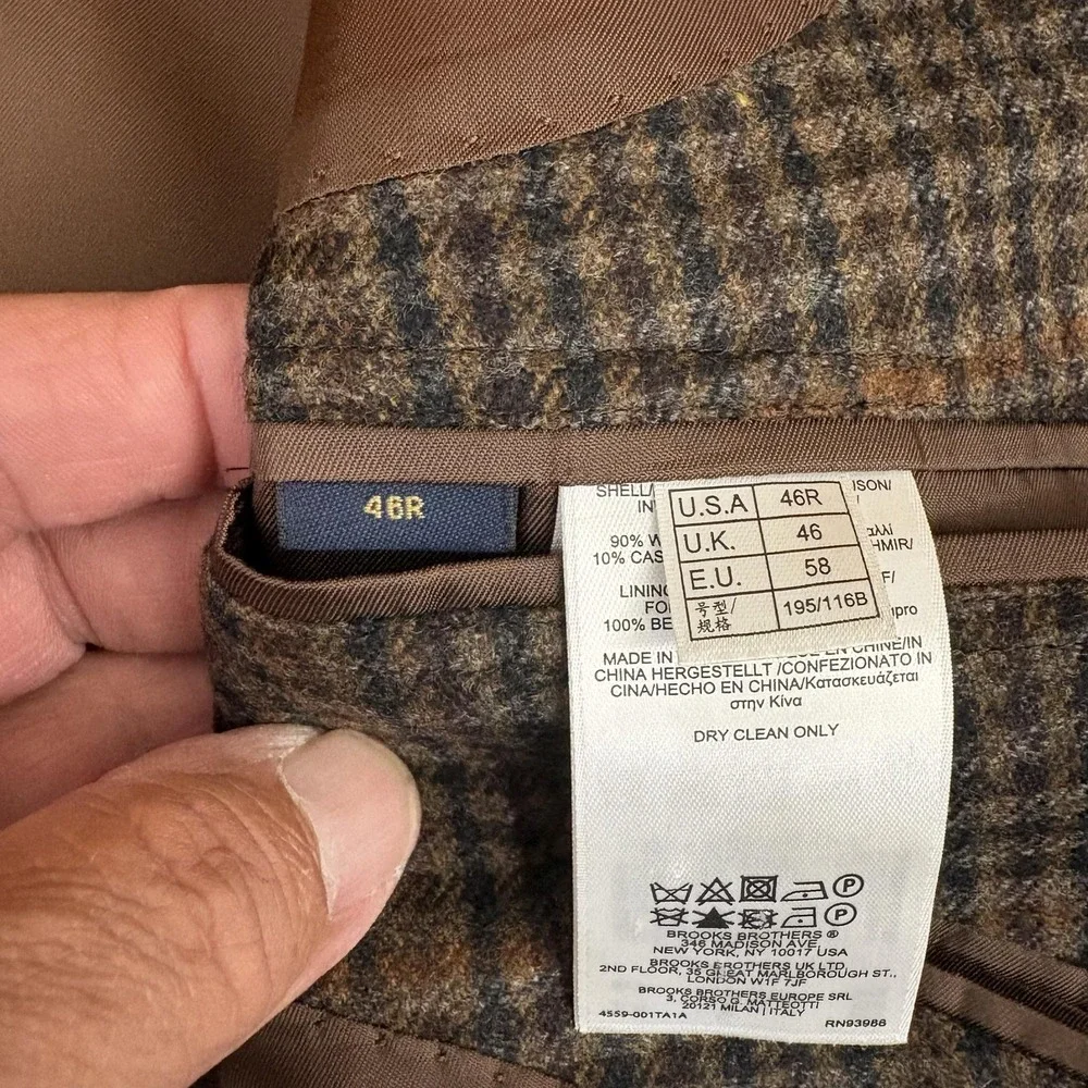 Brooks Brothers Madison Blazer E Thomas Wool Houndstooth Check 46R